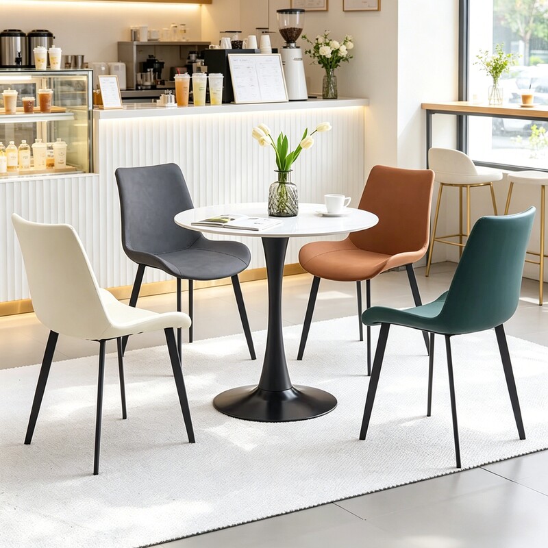Tulip Balcony Small Round Table, Slate Coffee Table, Dining Table for Home Use, Simple Reception Table for Milk Tea Shop, Meeting Table and Chair Set