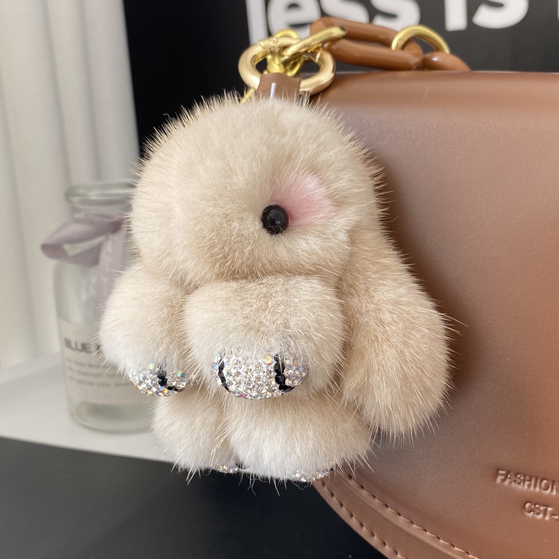 Mini Mink Plush Cute Internet-Famous Dead Rabbit Pendant Personalized High-End Car Keychain Women's Bag Accessory