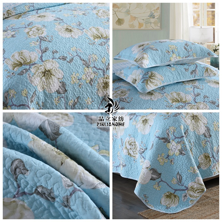 Bộ chăn ga gối cotton Mỹ đơn mảnh / bộ ba mảnh Mùa thu và mùa đông trải giường bằng vải bông trải giường dày quilting Hàn Quốc bộ ga giường cute