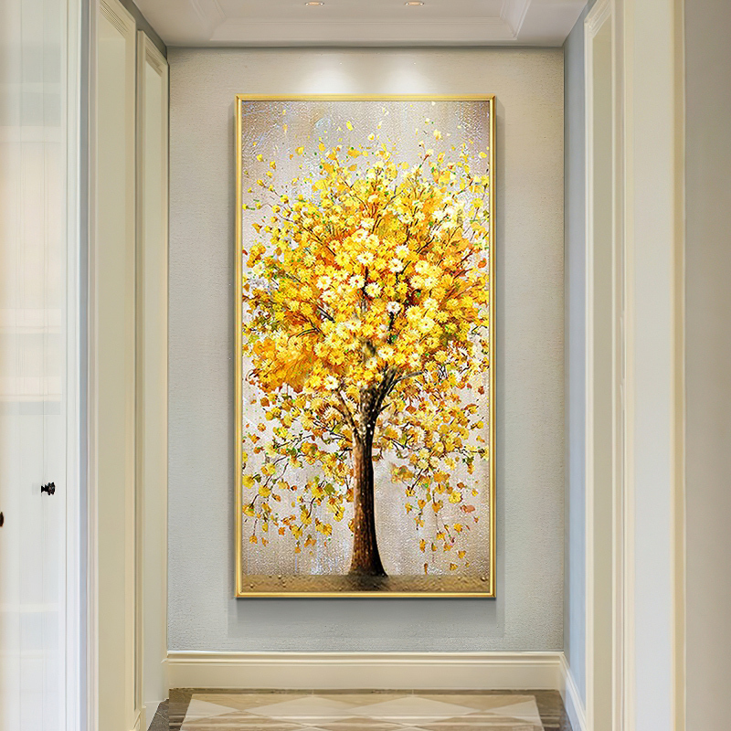 Hand-Painted Oil Painting of a Money Tree, Modern Light Luxury High-End Corridor Wall Art, American-Style Living Room Entrance Decoration Painting Hand-Painted Oil Painting of a Money Tree, Modern Light Luxury High-End Corridor Wall Art, American-Style Living Room Entrance Decoration Painting