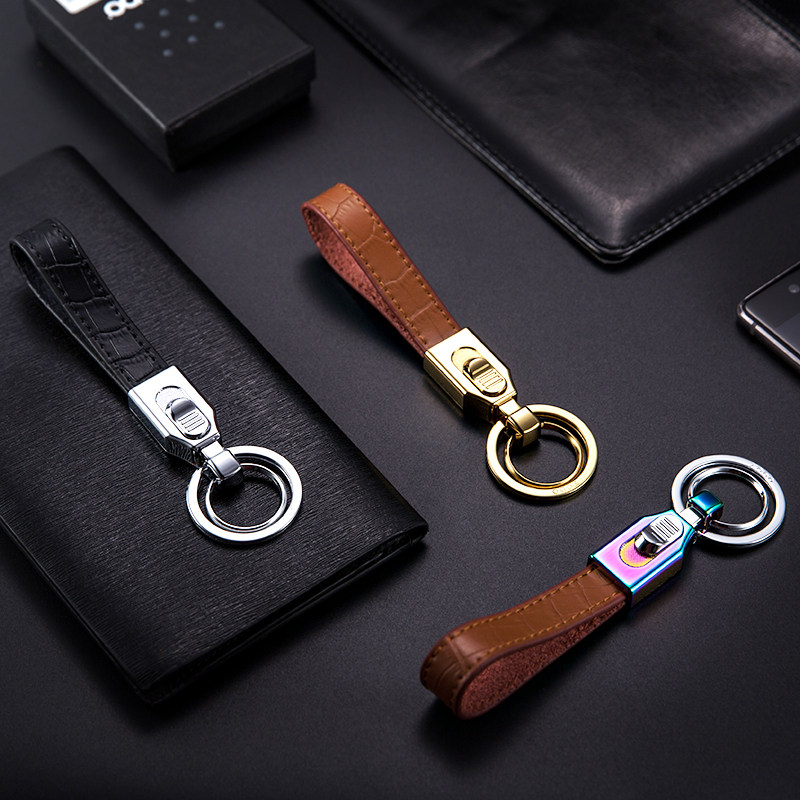 zobo positive card car key button men female personality Bull Leather Keychain Ring Creative Pendant Female custom lovers