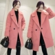 Phụ nữ mùa thu đông mới Thời trang Hàn Quốc giảm béo thon dài áo khoác len dày - Áo khoác dài