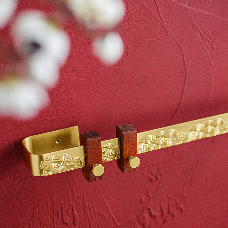 Happy moon brass towel rack bath towel rack toilet bathroom hanging towel hanging rod all copper free punching single rod new Chinese