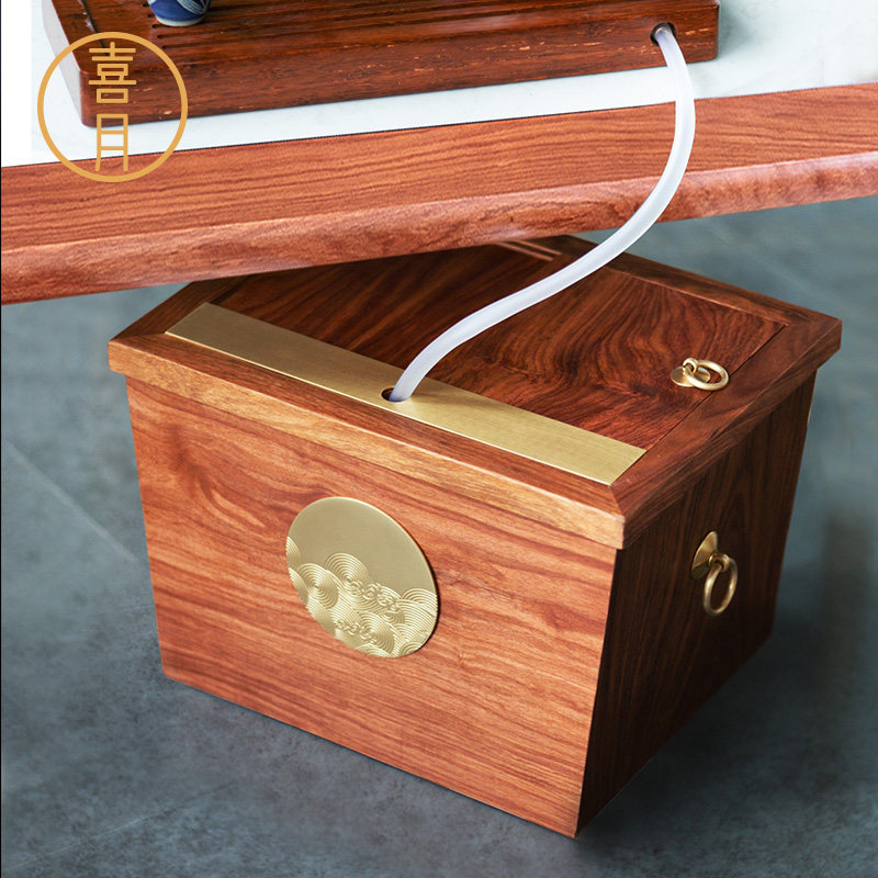 Xi Yue Chinese Mahogany solid wood tea residue bucket Waste water bucket Kung Fu tea accessories Household small filter tea bucket