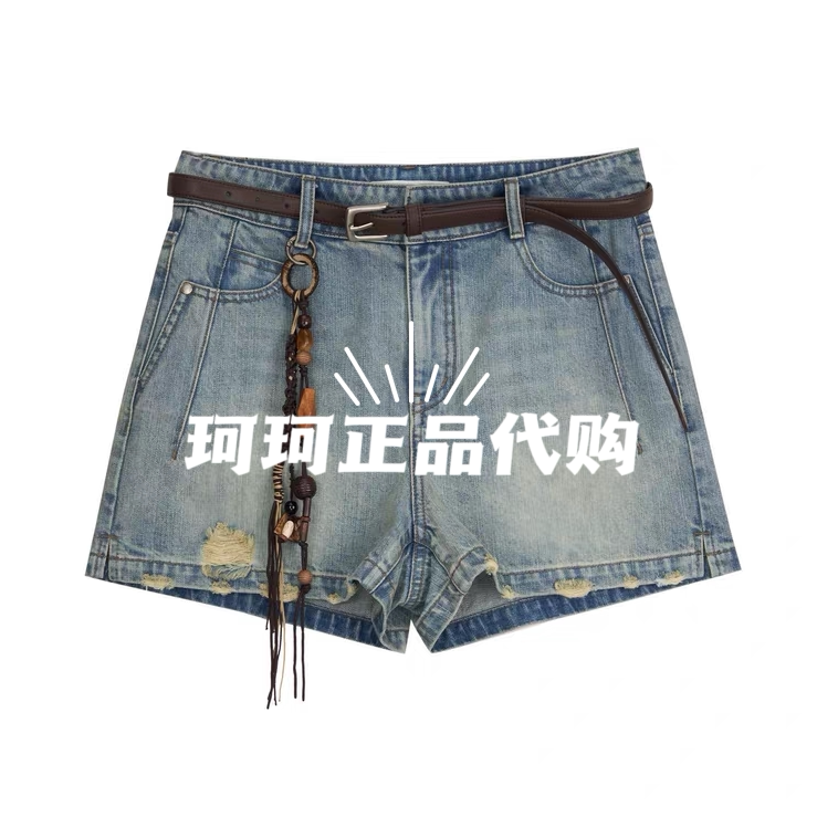 Ak31307594 Original 1090 Counter-Genuine Product 2026 Summer Model Matte Silver Logo Studded Design Denim Shorts