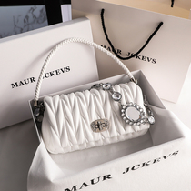 Hong Kong leather rhinestone womens bag 2021 new fashion summer shoulder messenger chain armpit bag high-end sense