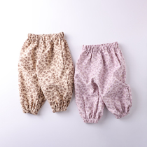 2021 Fall Boy Clothing Girl Loose Trousers Foreign Air Printed Mill Wool Light Cage Pants Open Crotch Casual Large PP Pants