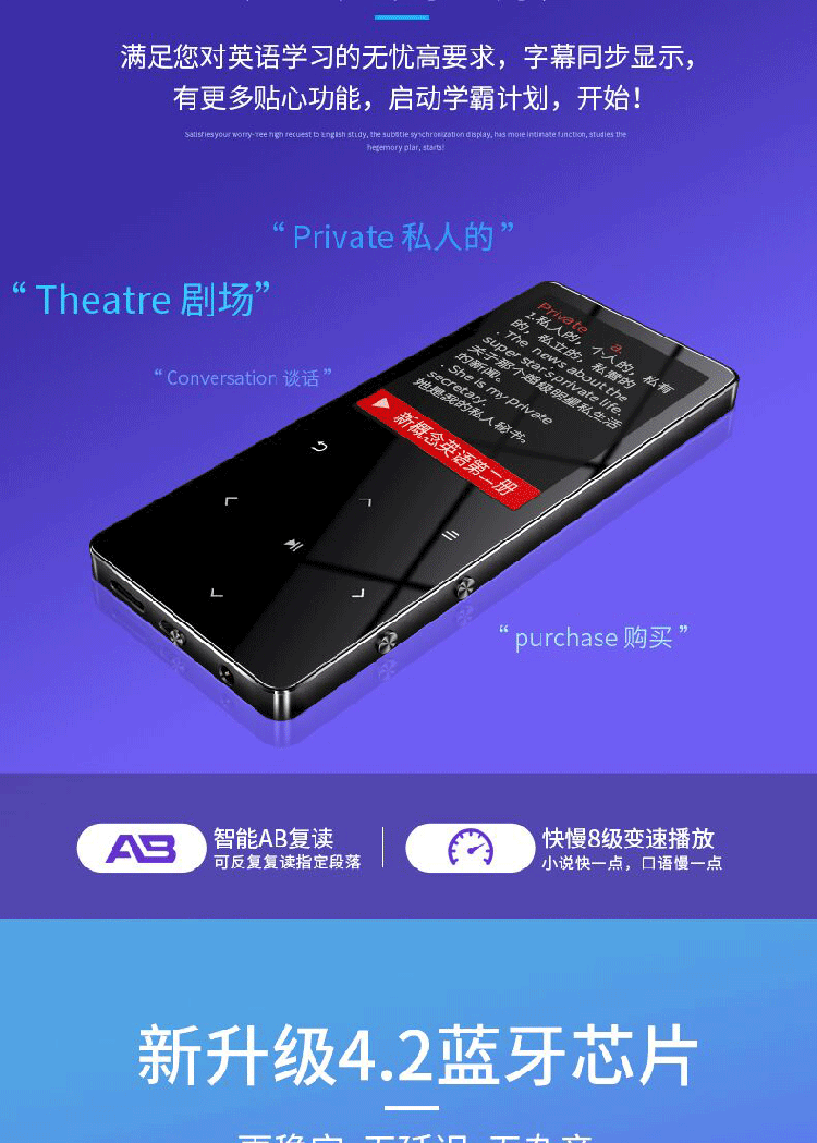 X3mp3 nhỏ cầm tay Bluetooth phiên bản sinh viên Walkman của máy nghe nhạc tiểu thuyết chạm vào bài hát nghe mp4 nhỏ - Máy nghe nhạc mp3 may nghe nhac mini