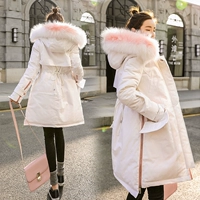 Áo cổ rộng bằng vải cotton cho nữ dài mùa đông 2018 phiên bản mới của Hàn Quốc của chiếc áo khoác dày tự canh xuống bông của phụ nữ áo khoác lông vũ nữ