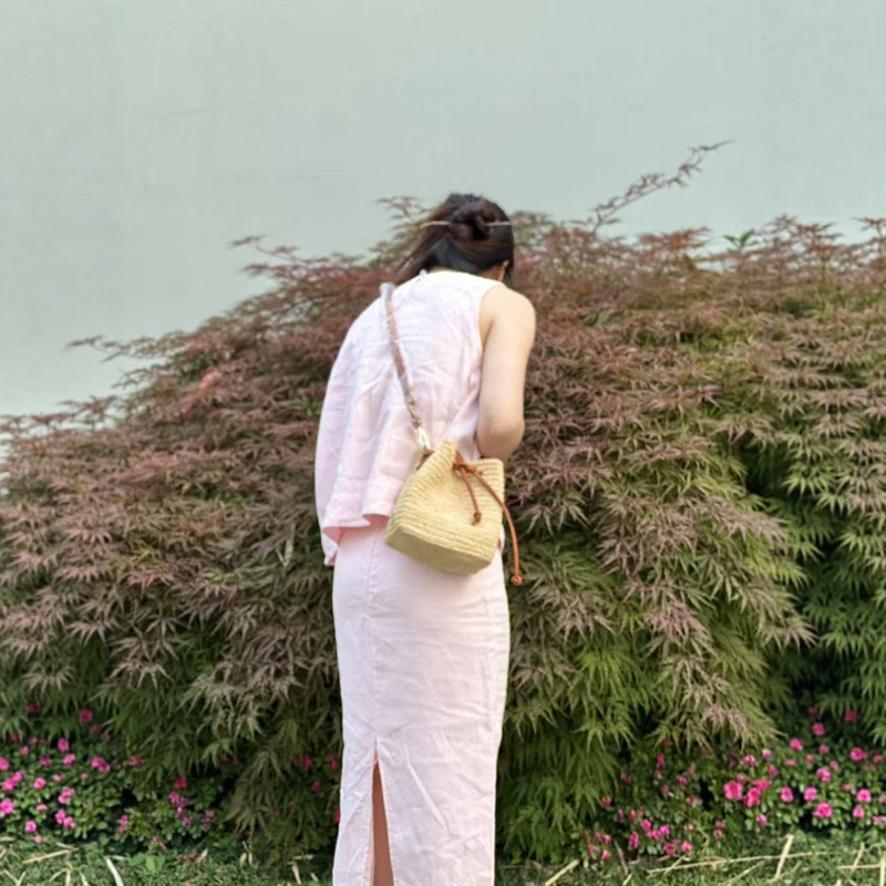 Natural Raffia Square Bag, Summer Raffia Hand-Woven Straw Bag, Beach Bag, Crossbody Phone Bag