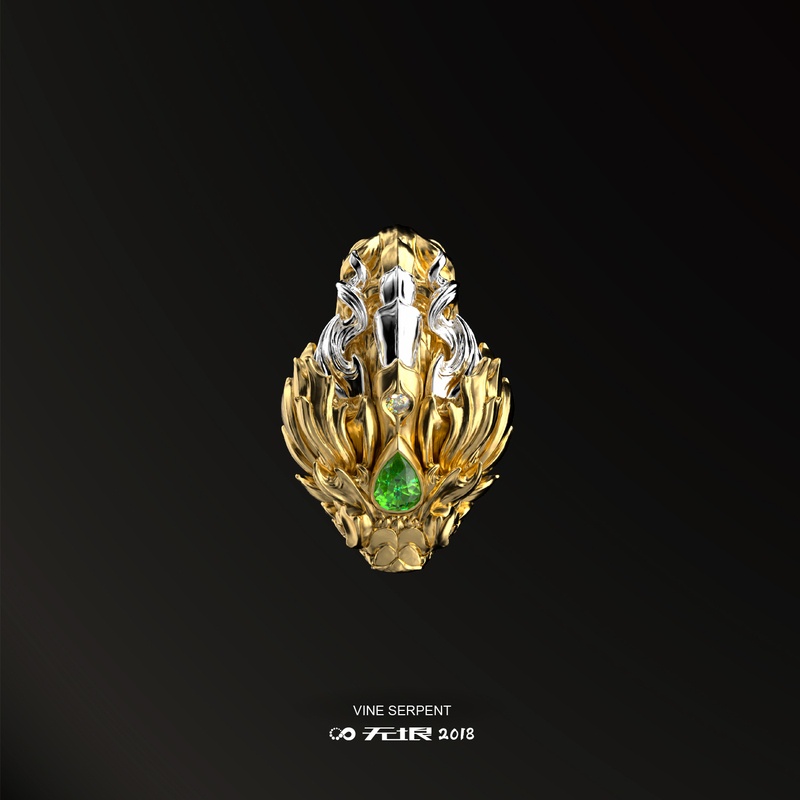 Wuyin Infinite Vine Snake Series - Blooming Scale Snake Three-Way Accessory New Product with Opening and Closing Structure 925 Silver 22K Gold Wuyin Infinite Vine Snake Series - Blooming Scale Snake Three-Way Accessory New Product with Opening and Closing Structure 925 Silver 22K Gold