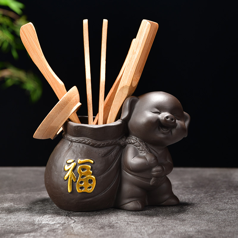 Howe auspicious furnishing articles pet boutique creative purple sand tea and kung fu tea accessories ebony monk tea 6 gentleman