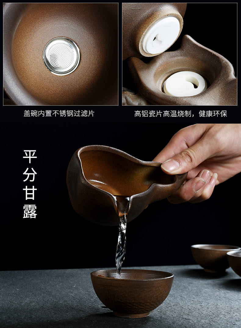 Howe auspicious lazy half automatic creative Shi Mopan kung fu tea, purple sand tea set of household ceramic teapot