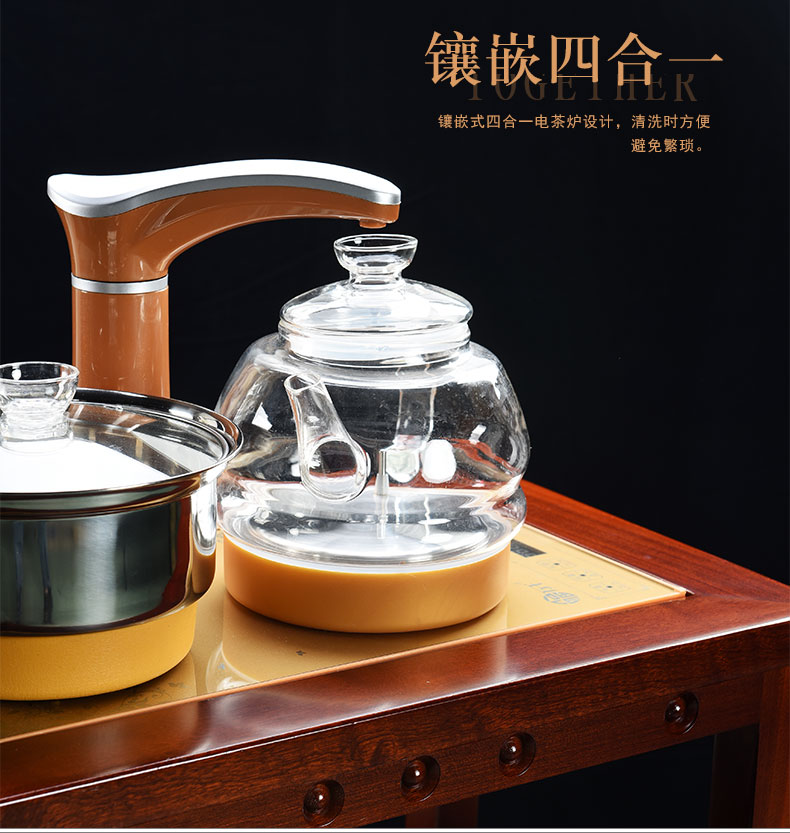 Hao auspicious spend pear wood, mobile car of a complete set of tea tea tea sets tea tray induction cooker balcony small tea tank