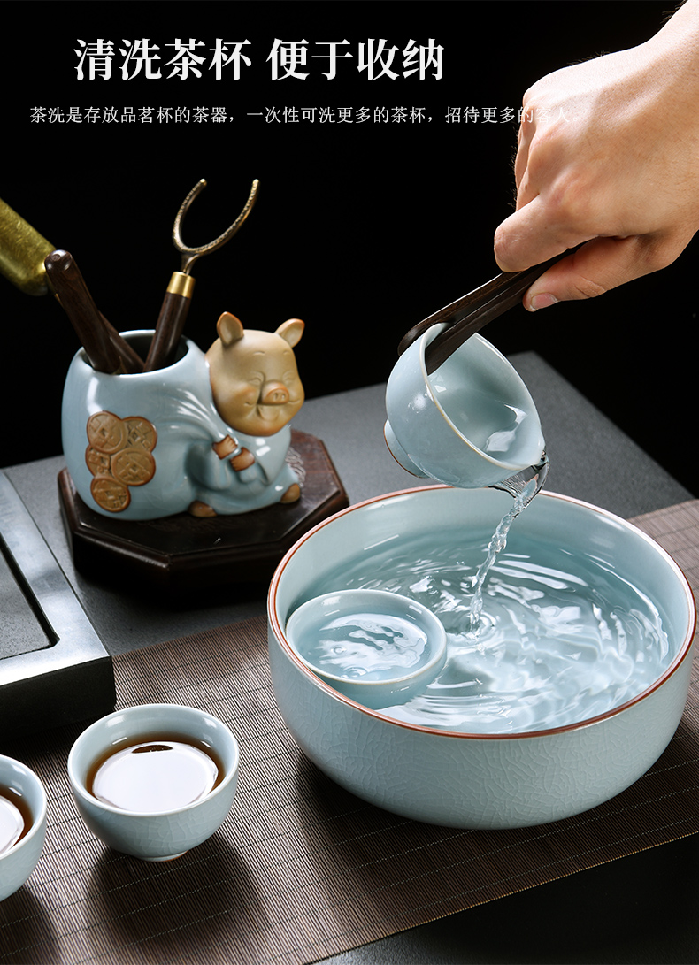 Your up authentic kung fu tea set suit household ice crack glaze contracted Japanese - style open piece of pottery and porcelain tea pot lid bowl of tea cups