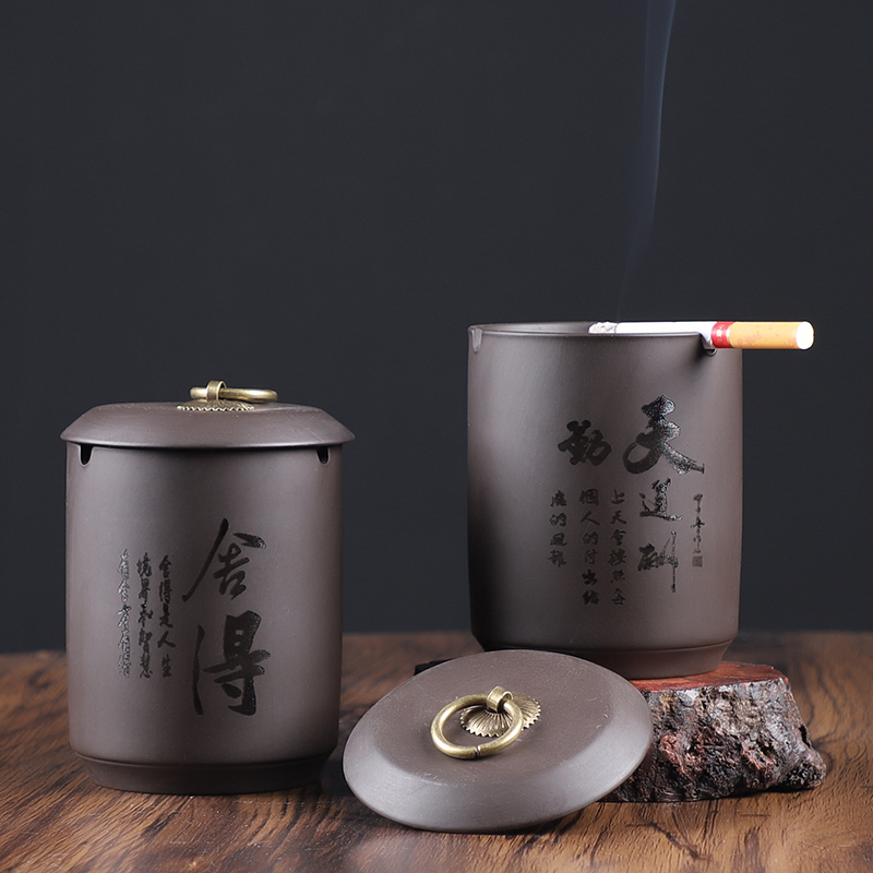 Purple Sands Cigarette Ash Trays Creativity Personality Trend Fashion Home Living Room Office With Large Number With Cap Fly Ash Ceramic