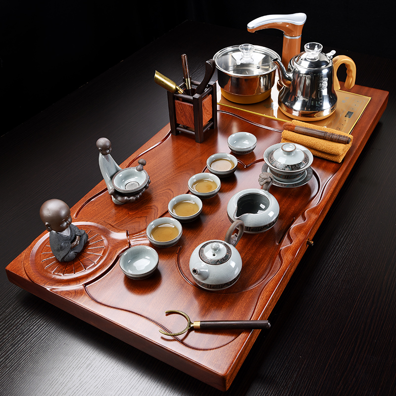 Whole hua limu elder brother up with violet arenaceous induction cooker tea set the Whole household spend pear wood tea tray tea tea set