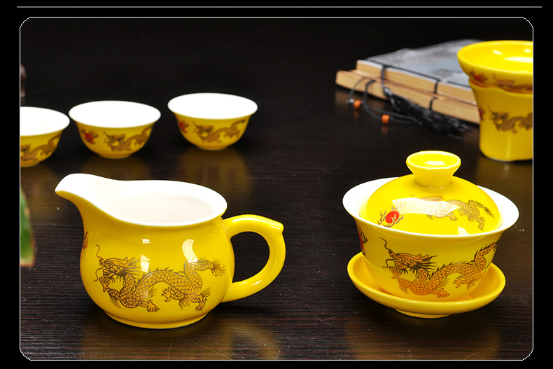 Howe auspicious, black/red/green dragon ceramic tea sets suit longteng shengshi kung fu tea set the teapot