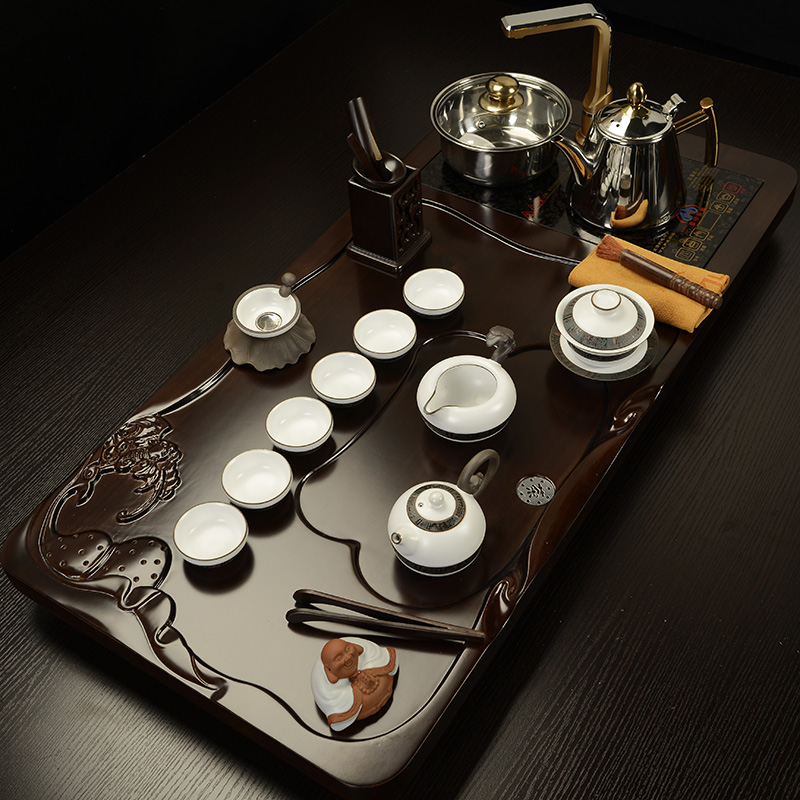 Howe auspicious tea set a complete set of violet arenaceous kung fu tea sets four unity induction cooker bamboo tea tray