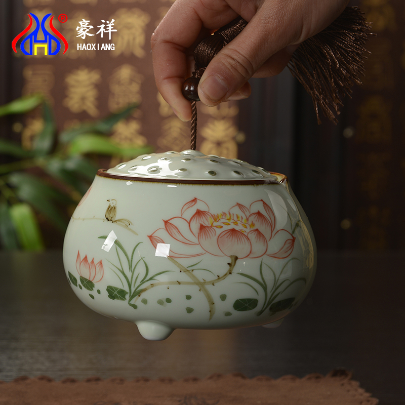 Howe auspicious celadon tea accessories packing seal pot, tea boxes in the storage tank celadon porcelain tea pot