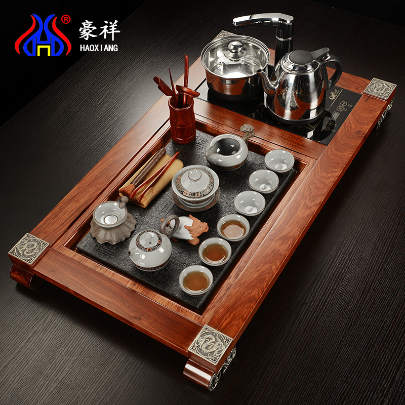 Howe cheung hua limu solid wood tea tray was sharply violet arenaceous stone your up kung fu tea sets induction cooker four one household