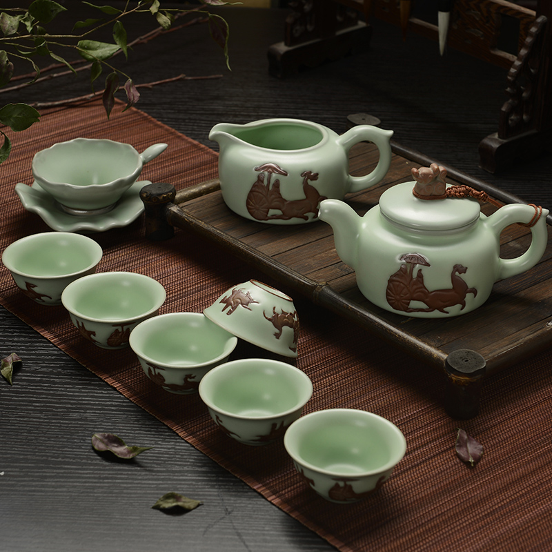 Howe auspicious your up tea set your up on your up pot of imitation song dynasty style typeface your porcelain gift box packaging limited area