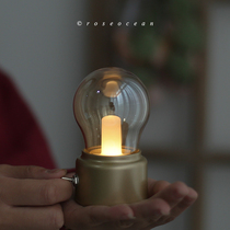Rose ocean retro light bulb night light French quiet art USB charging homestay decoration props gift