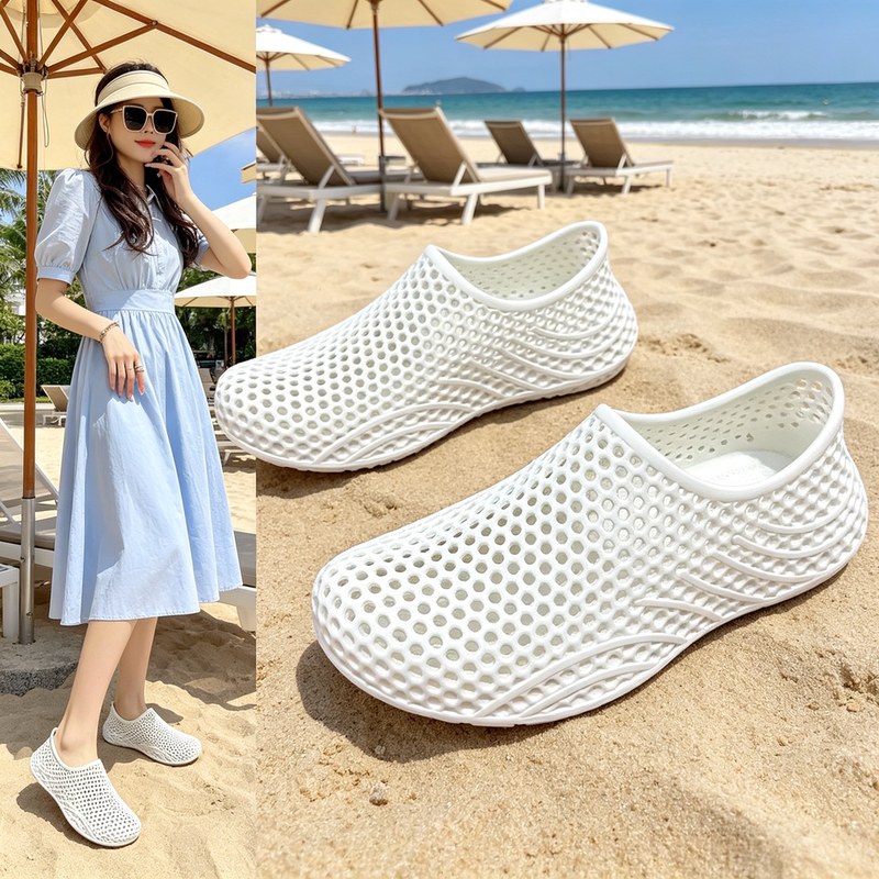 Thick, Elastic, Soft, Vietnamese Hot-Selling 3D Printed Breathable Clogs, Unisex Sports Couple Non-Slip Beach Casual Shoes