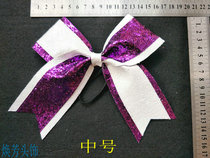 Shiny slice purple cheerleading aerobics games hot sale bow headwear floral headdress hair accessories hair card full mail