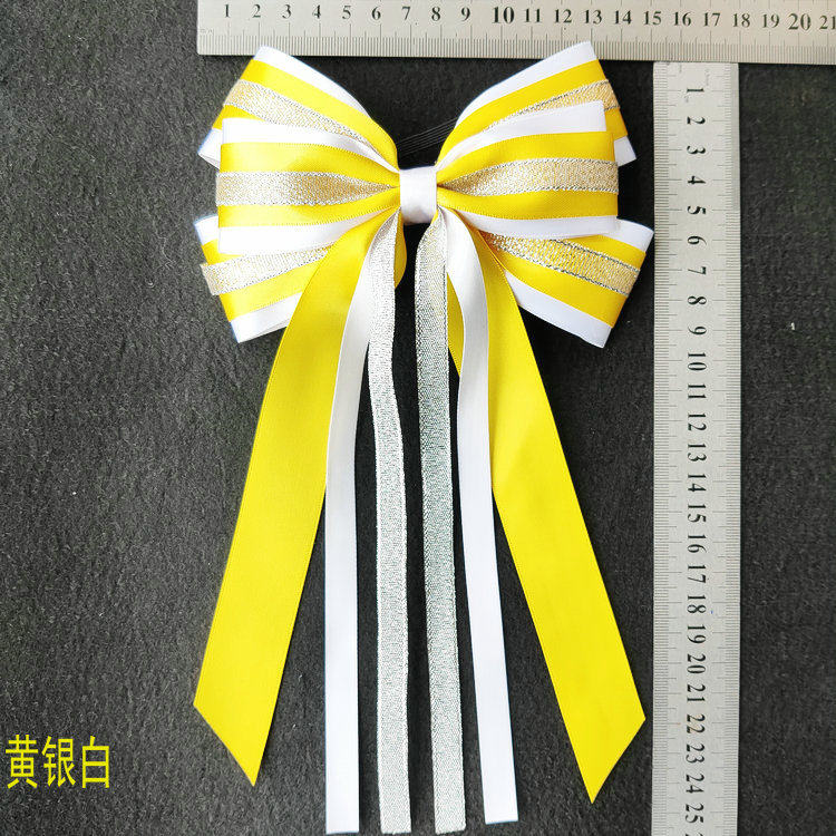 Jazz flower ball cheerleading gym, yellow silver black head decorated hair and haircut butterfly twinning school Universiade