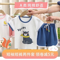 Childrens Summer Kids Summer Kids Short Sleeve T-shirt Pure Cotton Girls Shorts Baby ShortsBaby Sports Five-Software T