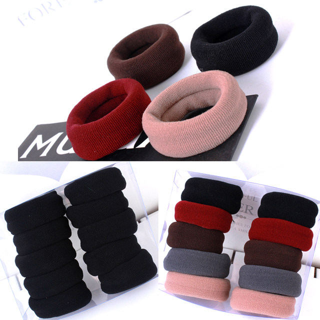 Korean high elastic hair rope widened black hair tie hair ring head rope simple meatball head rubber band female tie head durable