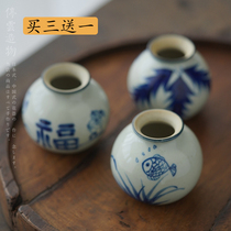 Hand-painted blue and white porcelain vase mini Jingdezhen ceramic hydroponic Chinese ornaments retro antique flower arrangement pottery