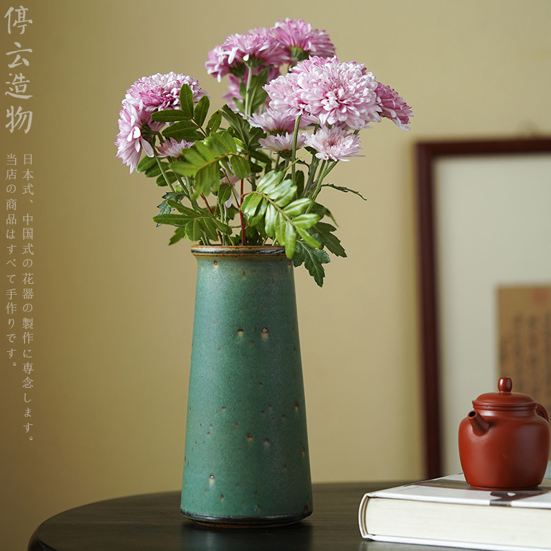 Jingdezhen rough pottery handmade vase retro ceramic flower arrangement flower vase Japanese style wabi-sabi style living room decoration