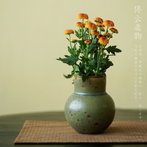 Jingdezhen wabi-sabi wind rough pottery retro small vase Japanese old pottery pot Chinese ceramic flower living room flower arrangement