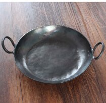 Handmade pan double ear Pan Pan blacksmith hand wrought iron pan frying pan iron frying pan