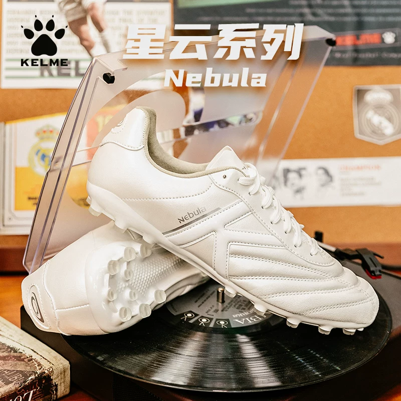 KELME Калмей футбольные туфли FG с длинным носком, взрослые профессиональные тренировочные обувь для натуральной травы, кожа из кенгуру, Небула