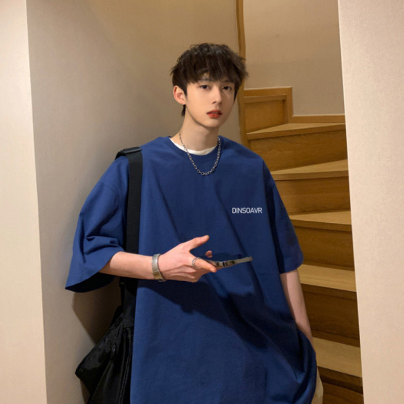 Heavy-pound T-shirt male summer American vintage Ancient Tide Card Pure Cotton Small Neckline Short Sleeve High Gram Weight Without Gender 50% Half Sleeve