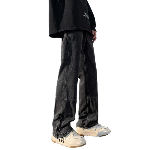 Осенние ретро джинсы, штаны, в американском стиле, свободный прямой крой