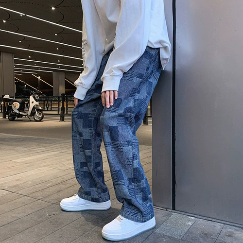 Осенние джинсы, повседневные брюки, штаны, свободный прямой крой, в американском стиле, изысканный стиль, оверсайз