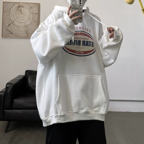 Ретро демисезонная толстовка с капюшоном, размер, свободный крой, в американском стиле