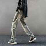 Демисезонные осенние джинсы, штаны для влюбленных, в американском стиле, размер, свободный прямой крой