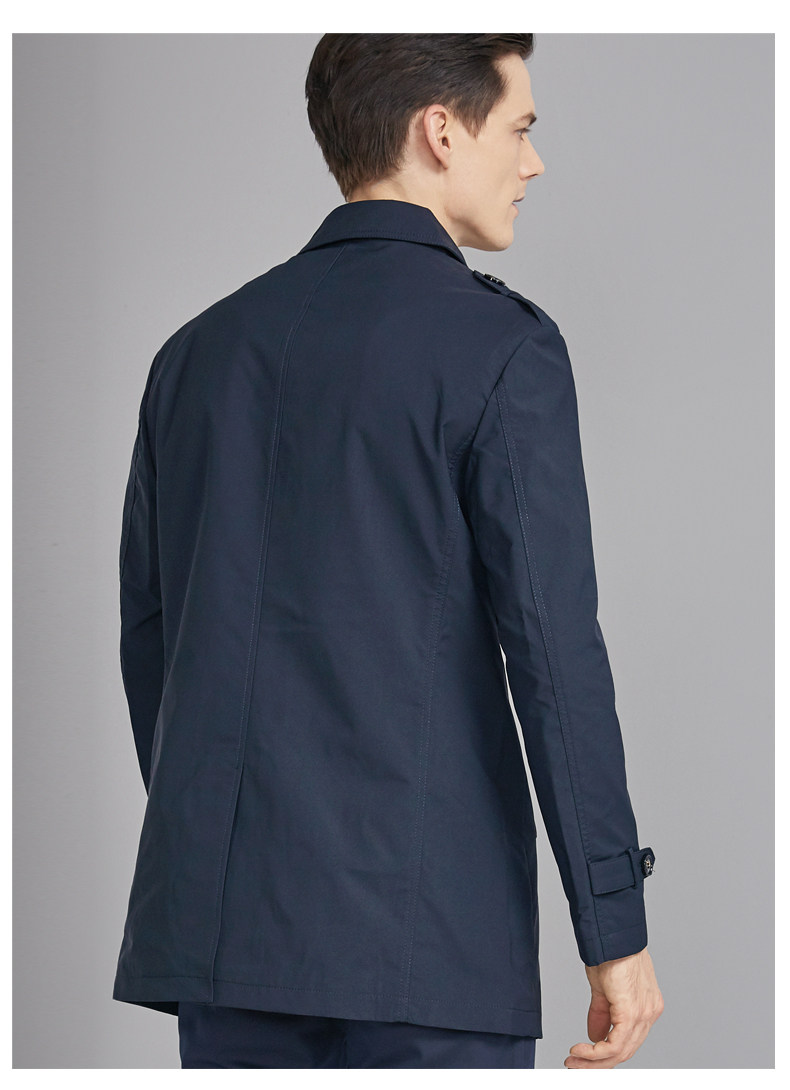 红豆男装 男士中长款 英伦休闲风衣 图11