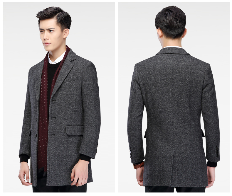 Hodo đậu đỏ nam mùa thu và mùa đông nam len coat coat bông tuyết mỏng dài áo khoác nam 20765