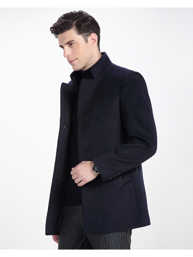 Hodo Đậu Đỏ Nam Mùa Đông Nam Đứng Cổ Áo Slim Kinh Doanh Bình Thường Wool Coat Áo Khoác Nam 0795