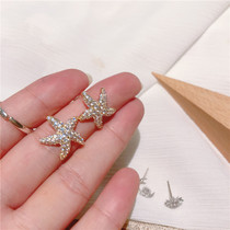 925 silver needle Korean version fresh full of diamond sea stars asymmetric earrings mini earrings earrings