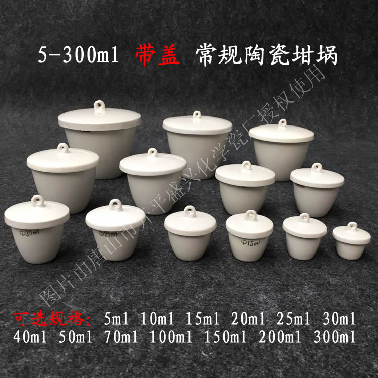 Tangshan Shengxing Chemical Porcelain Crucible 5-300ml With Lid Ceramic Crucible Burnt Ash Splitting Crucible Physicochemical Porcelain Crucible