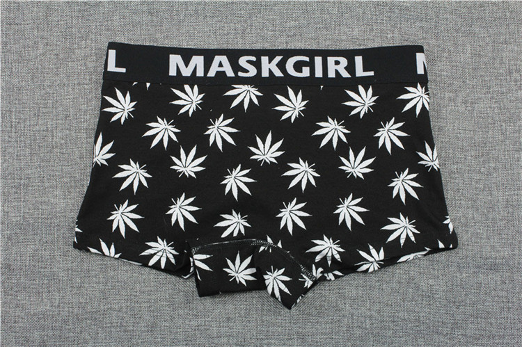 Mùa hè lá phong cotton kích thước lớn nữ boxer trung tính les trung eo bông nữ bốn góc tam giác đẹp trai t quần lót cô gái quần lót nữ thun lạnh