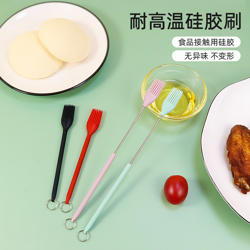 Barbecue Silicone Oil Brush for Kitchen Use, Baking, Non-Shedding, Retractable Brush, Factory Ready Stock Silicone Barbecue Oil Brush