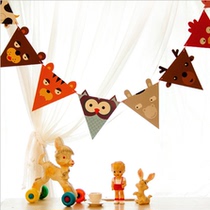 Han Style Large Cartoon Animal Party Triangle Flag Color Banner Birthday Party Celebration Decoration Arrangement Hanging Banner